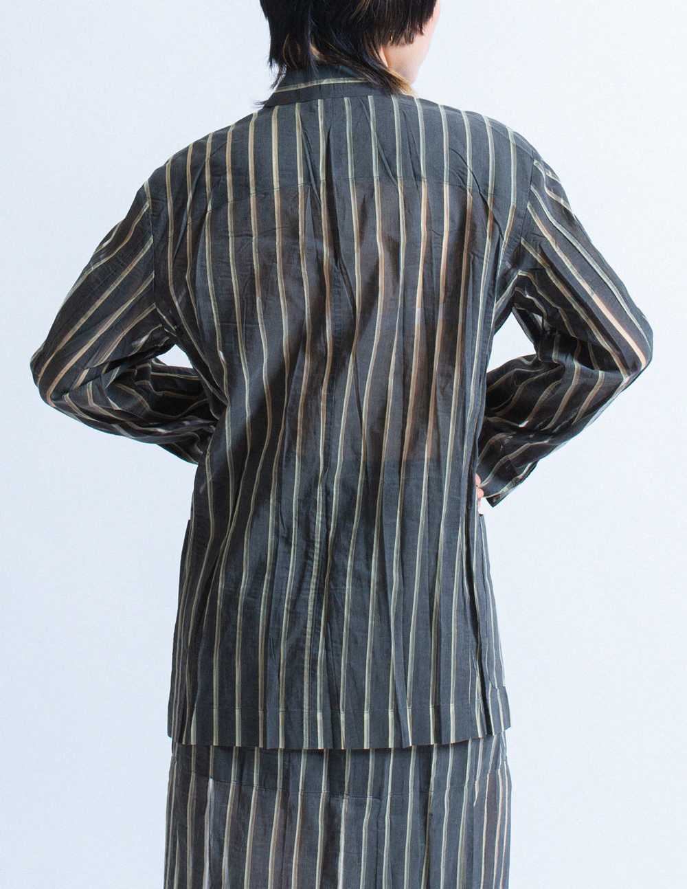 Issey Miyake vintage sheer striped wool blazer - image 7