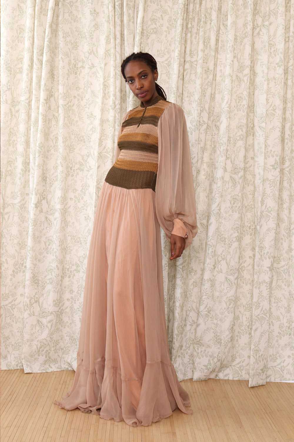 Hilary Floyd Balloon Sleeve Chiffon Gown XS-M - image 2
