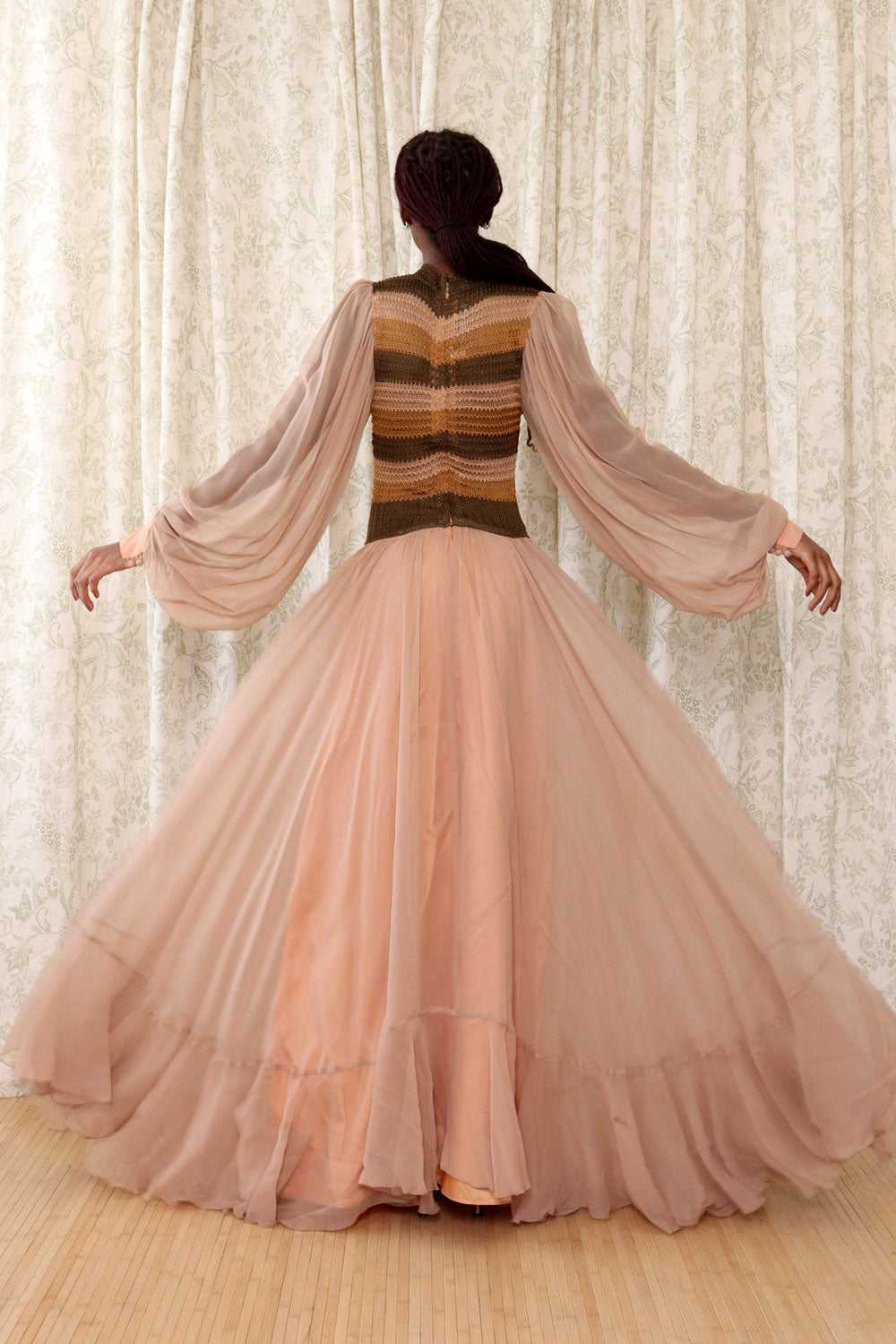Hilary Floyd Balloon Sleeve Chiffon Gown XS-M - image 4