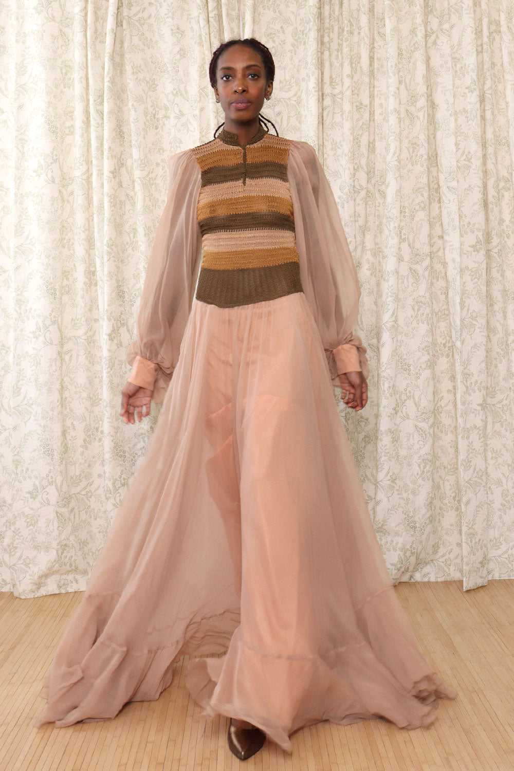 Hilary Floyd Balloon Sleeve Chiffon Gown XS-M - image 5