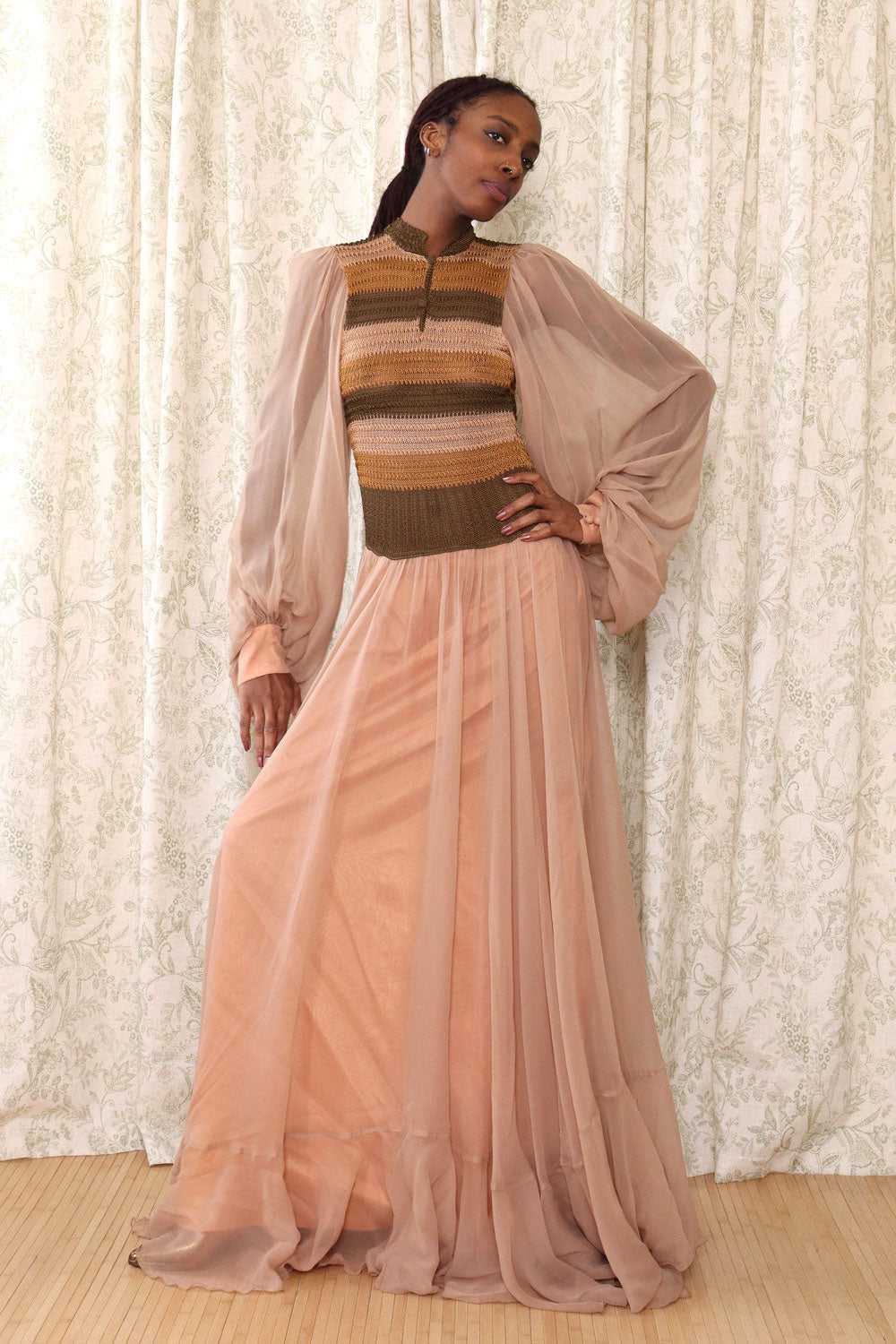 Hilary Floyd Balloon Sleeve Chiffon Gown XS-M - image 7