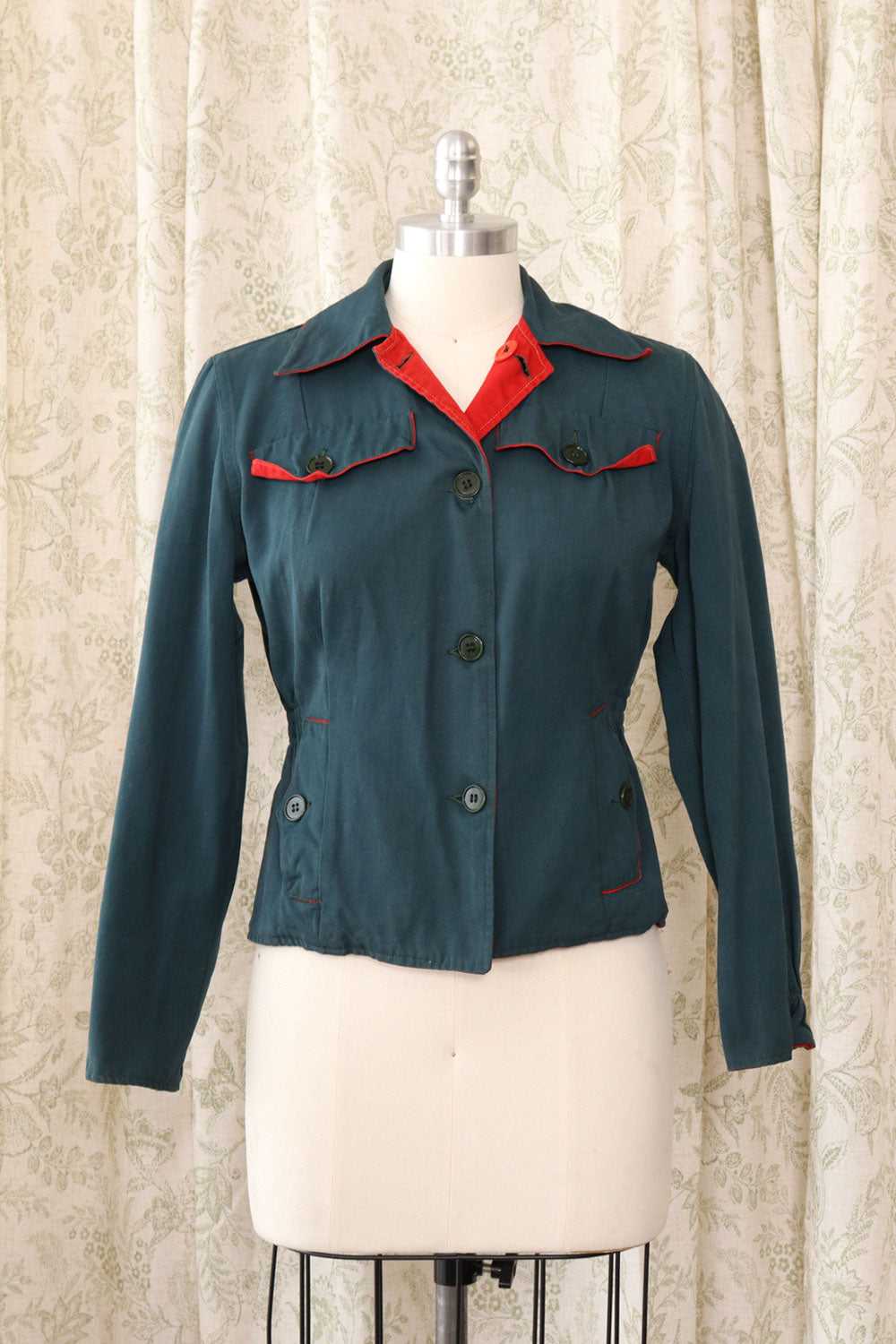 Reversible Red/Green Cropped Jacket XS/S - image 1
