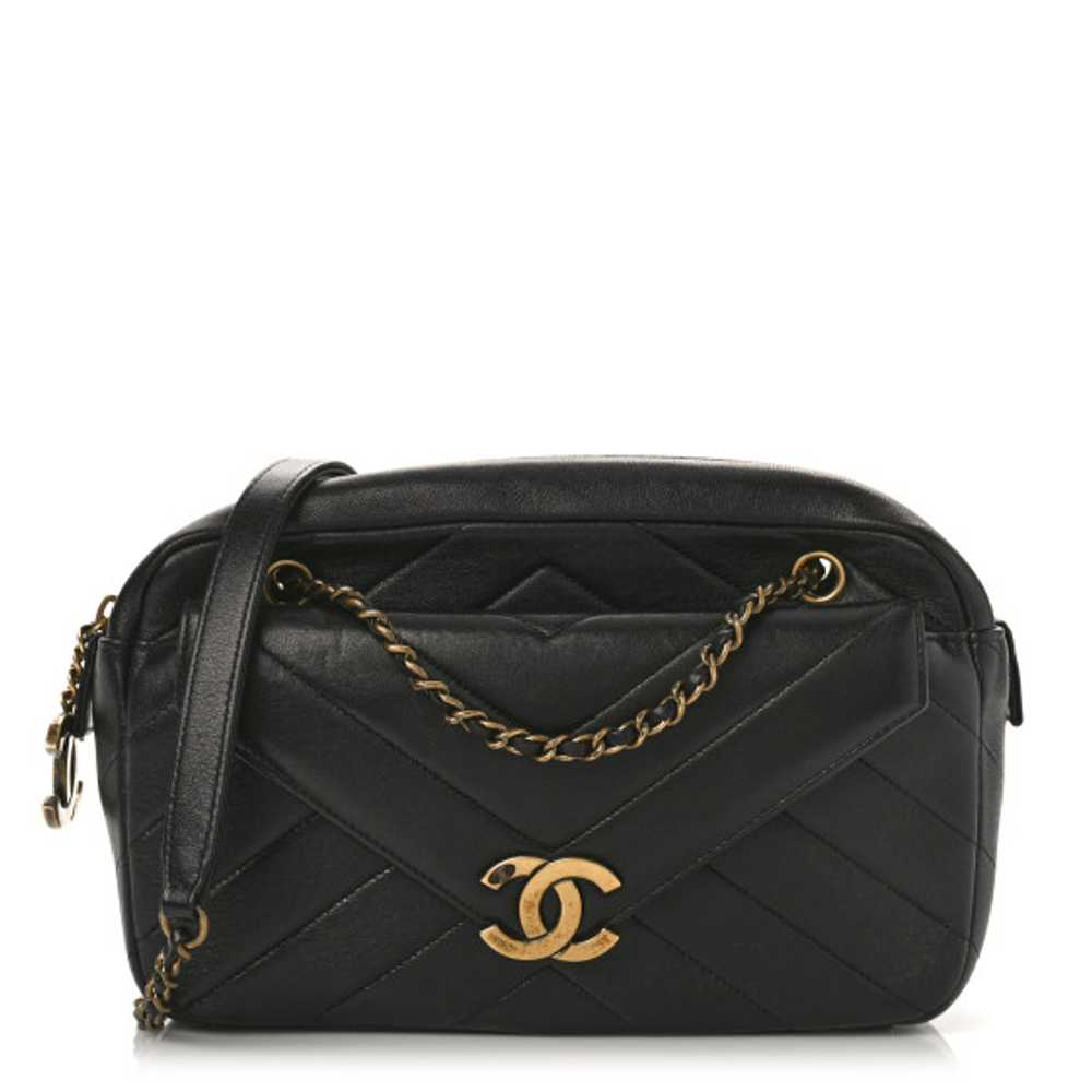 CHANEL Lambskin Chevron Quilted Coco Envelope Fla… - image 1
