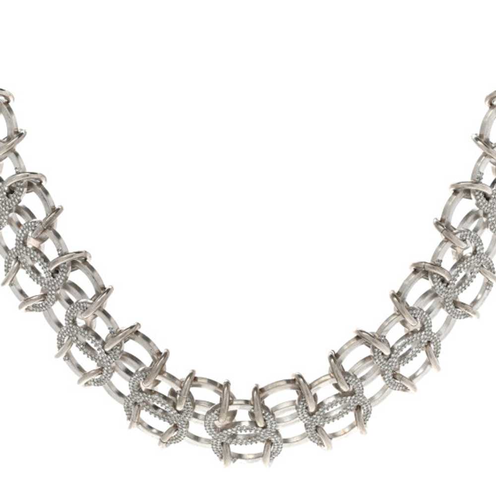 CHANEL Crystal CC In The Air Choker Necklace Silv… - image 1