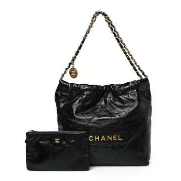 CHANEL Shiny Calfskin Quilted Small Chanel 22 Bla… - image 1