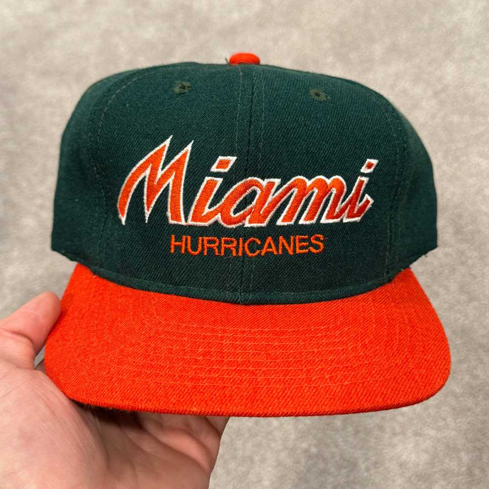 Vintage Miami Hurricanes Wool SS Script Snapback … - image 1