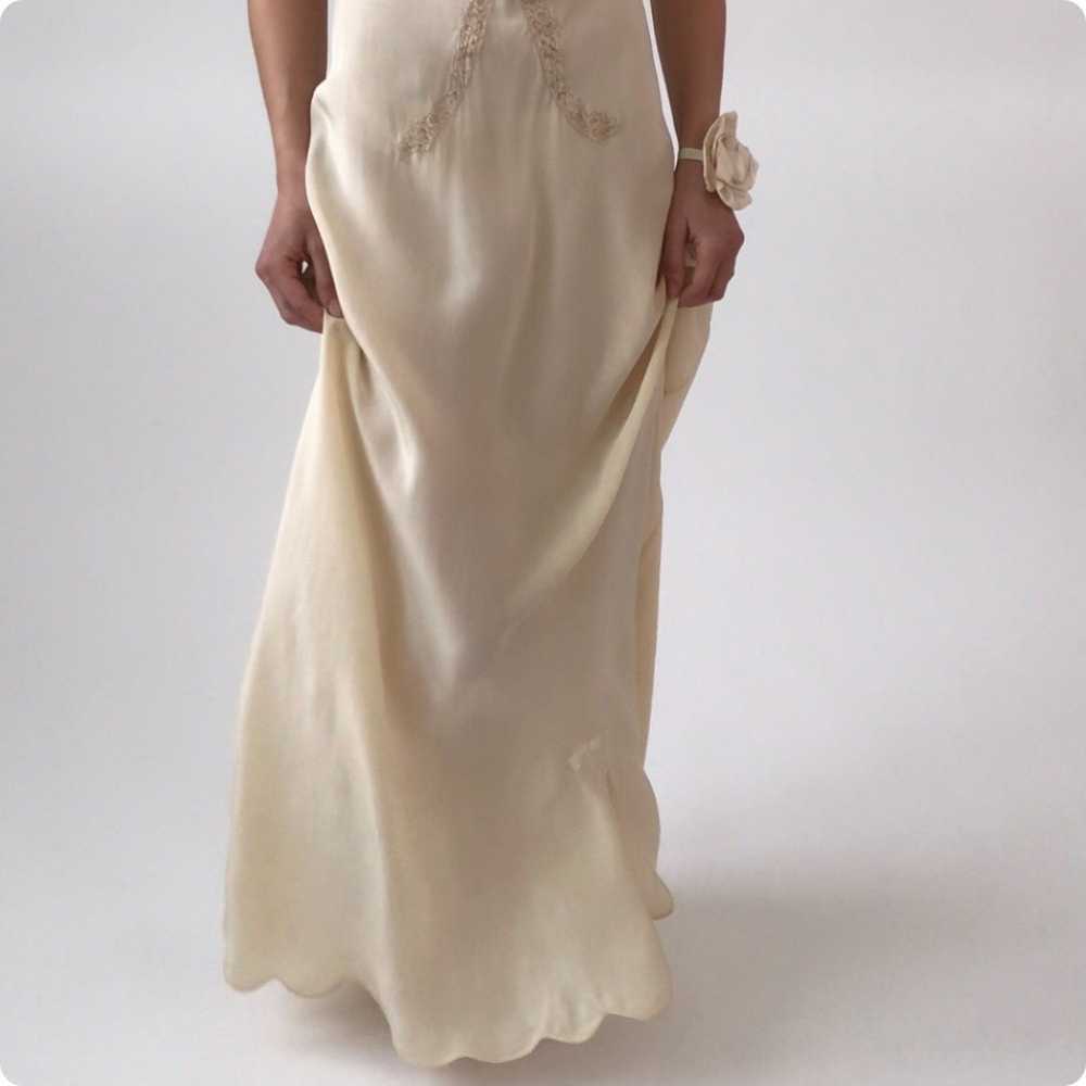 Vintage French 1930's Cream Silk Lace Dress - image 2