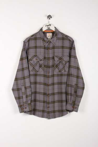 90's Plaid Flannel Shirt Grey Large