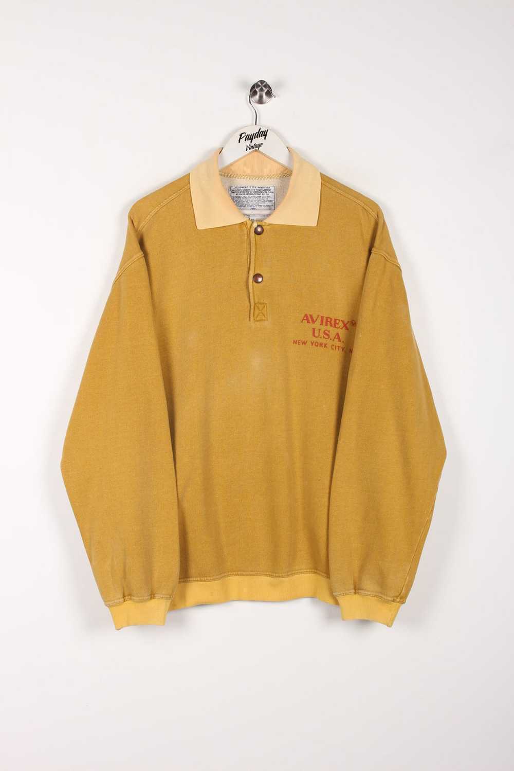 90's Avirex Faded Sweatshirt Mustard XL - image 1