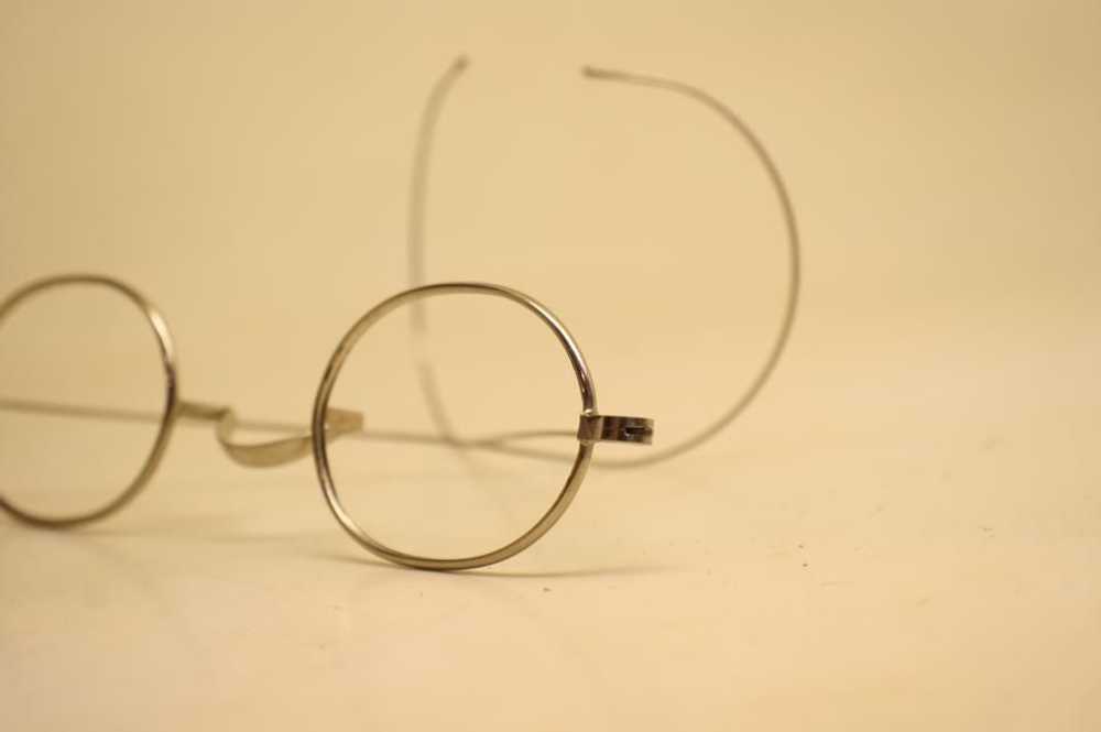 Antique Wire Rim Silver Oval Eyeglasses Cable Tem… - image 2