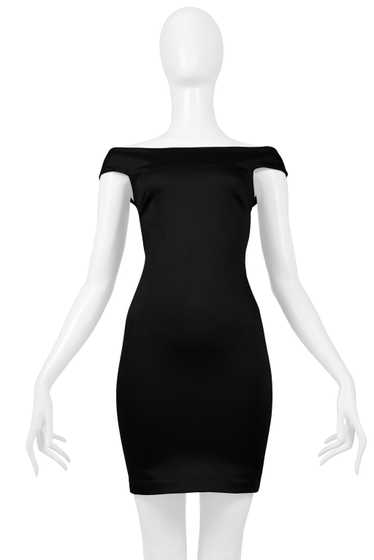 KATHARINE HAMNETT BLACK BODY-CON COLD SHOULDER MIN