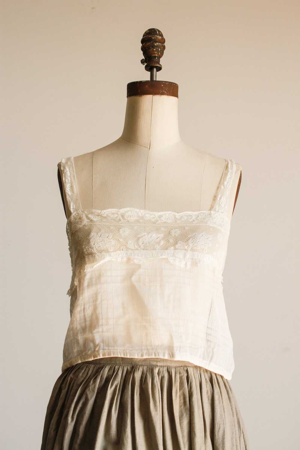 Victorian White Windowpane Cotton Camisole - image 6