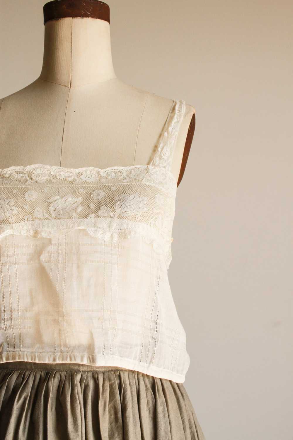 Victorian White Windowpane Cotton Camisole - image 7
