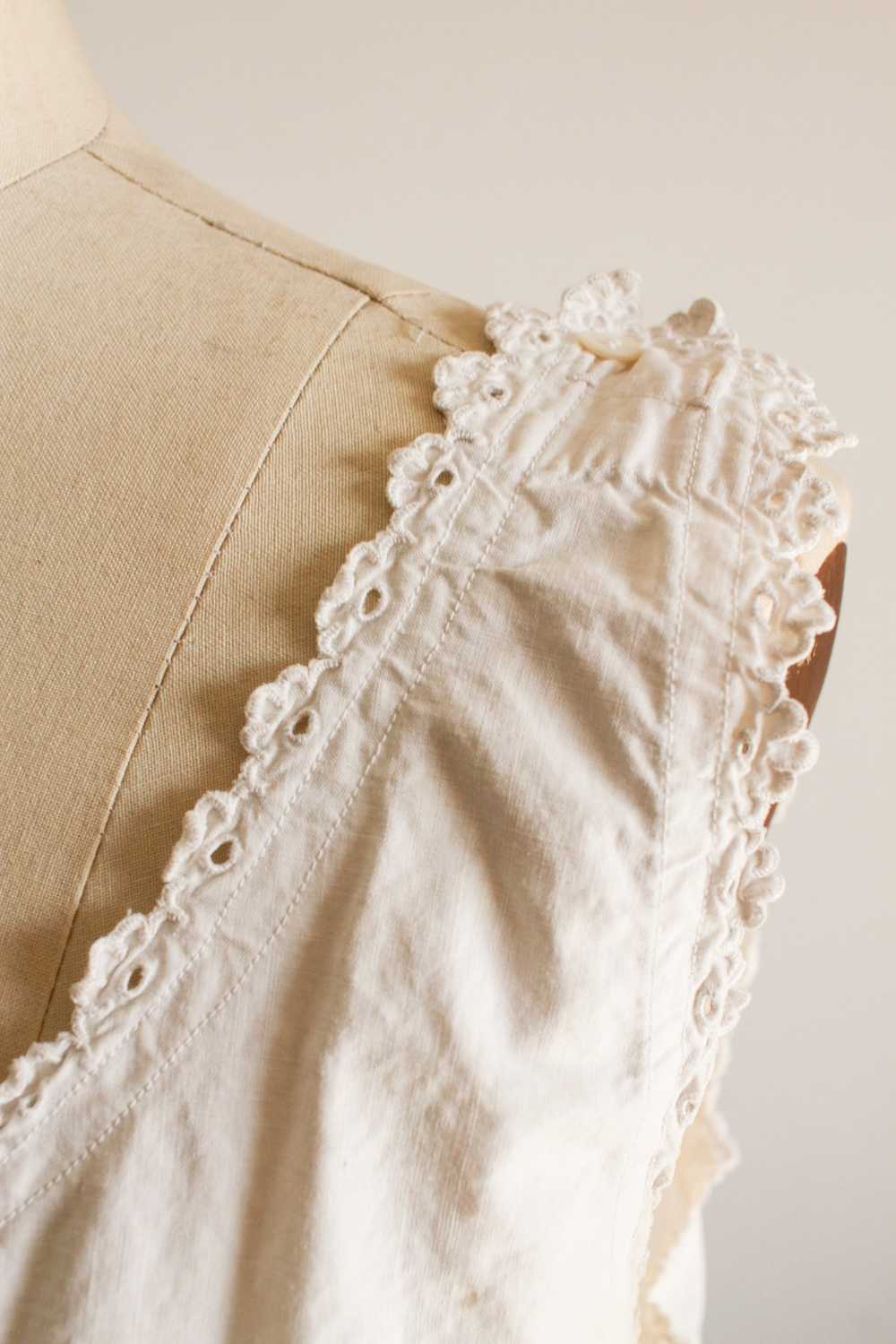 Victorian White Cotton Rosette Night Dress - image 7
