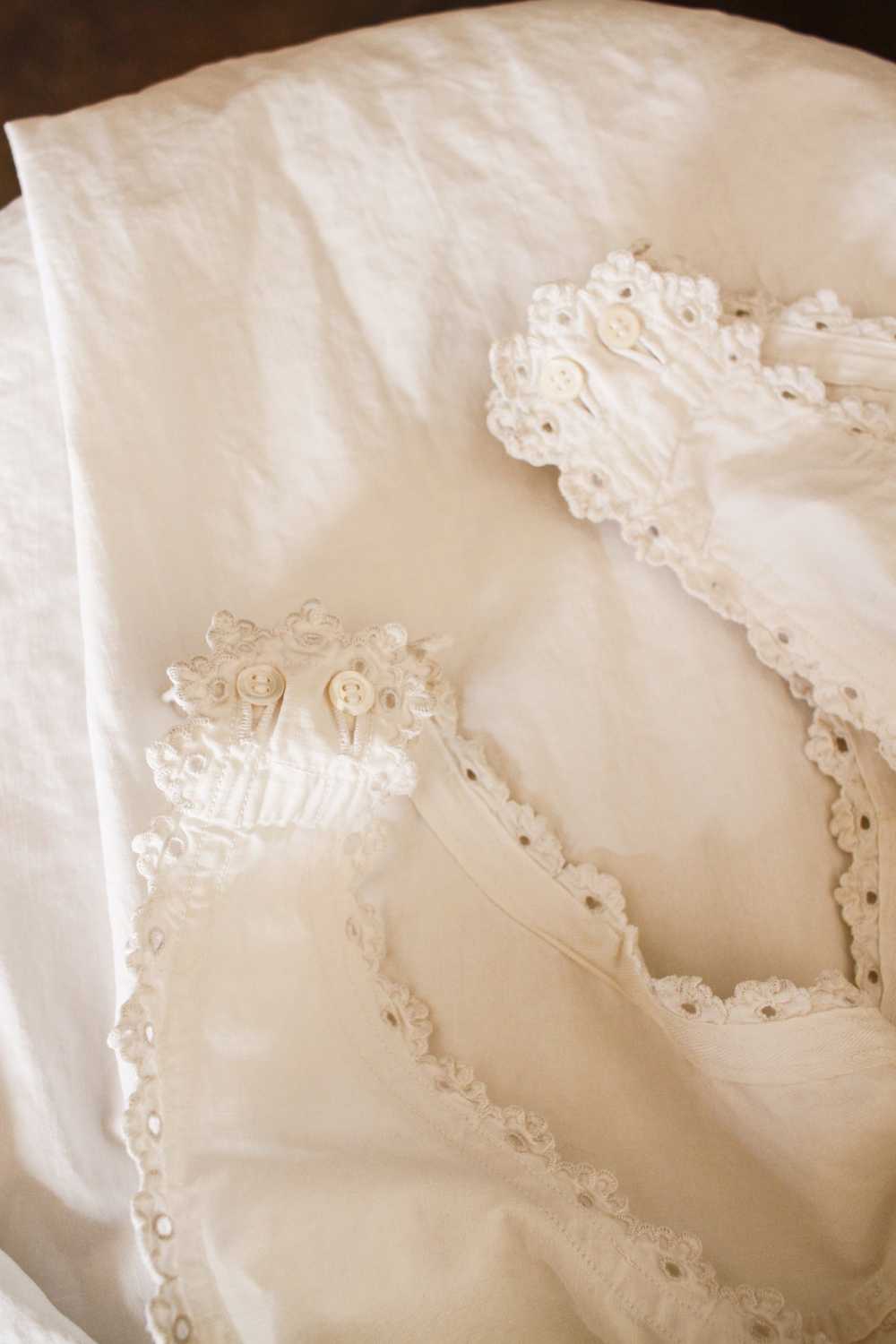 Victorian White Cotton Rosette Night Dress - image 8