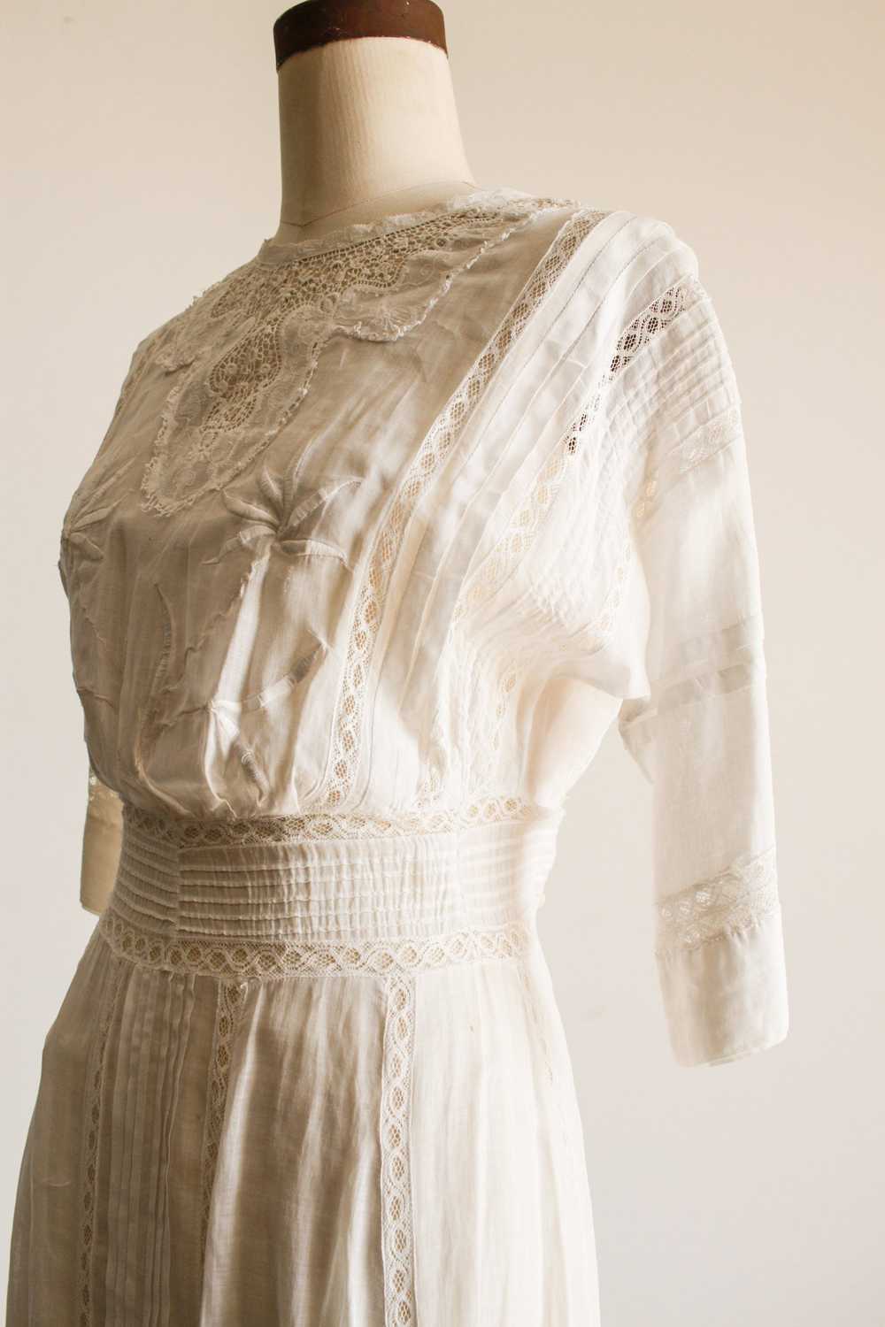 Edwardian White Cotton Voile Embroidered Lawn Dre… - image 7