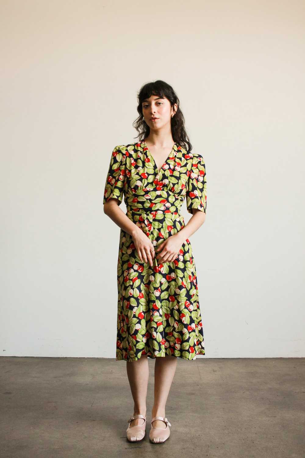 1970s Cherry Print Midi Dress - Gem