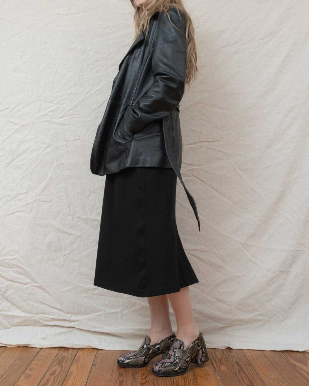 Vintage Black Leather Trench Jacket (S/M) - image 5