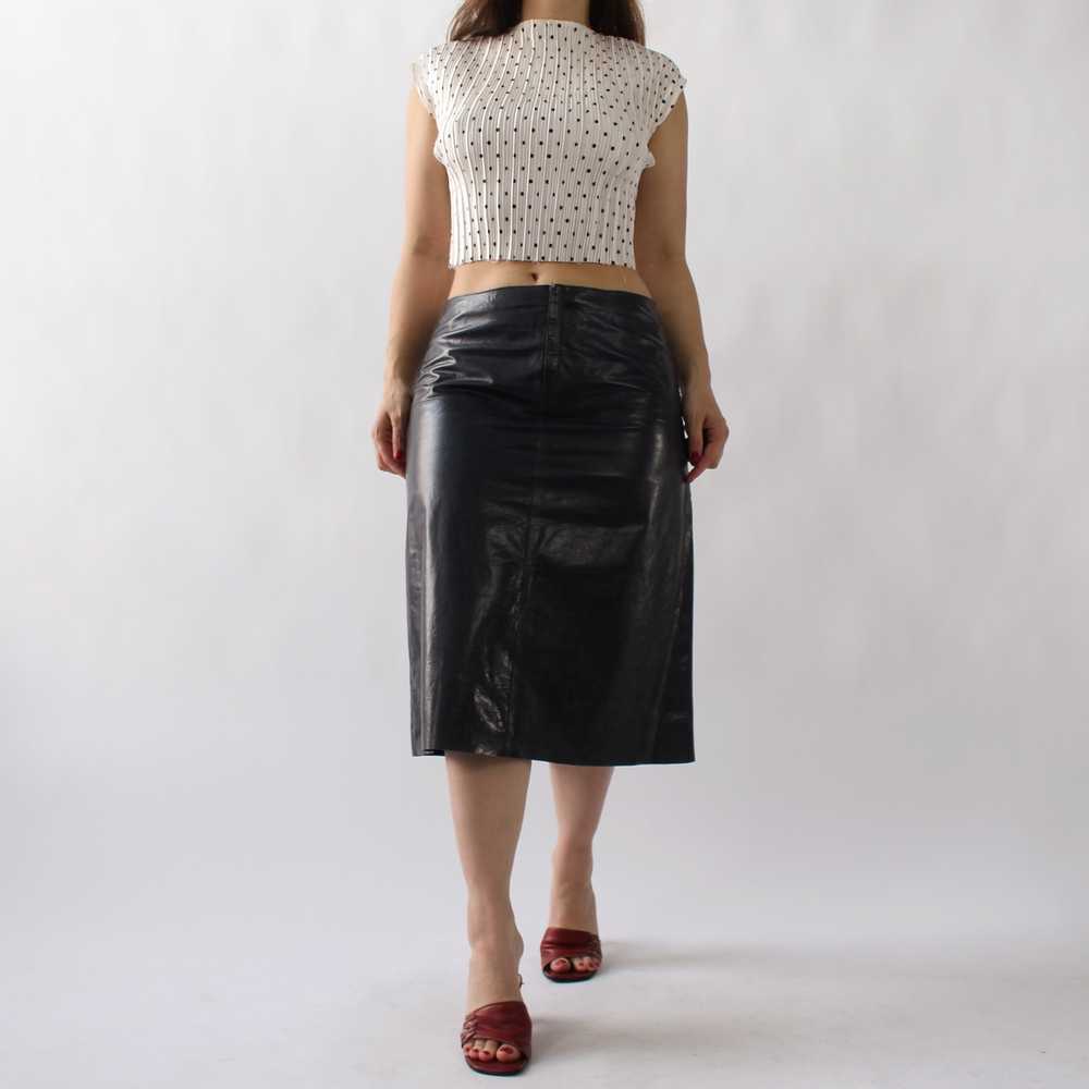 2000s Lower Rise Leather Skirt - W31 - image 4