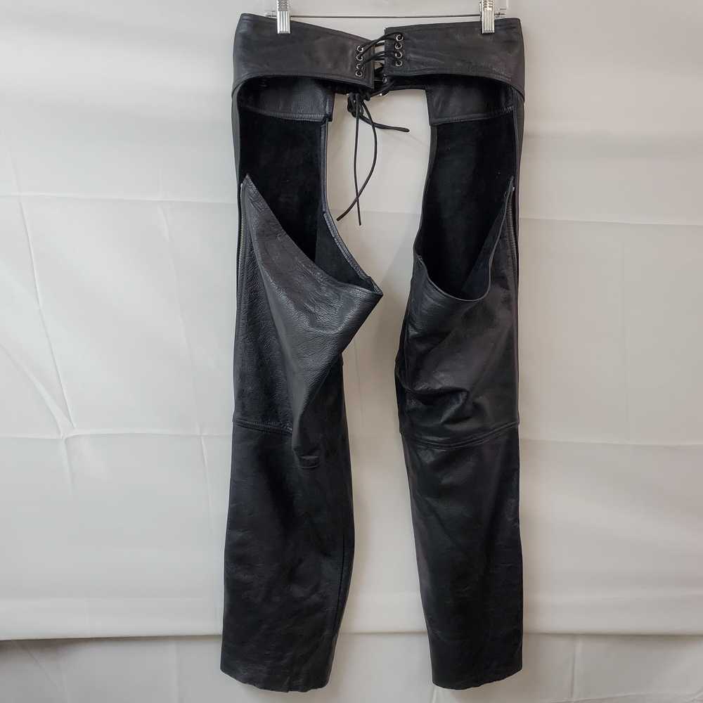 Joe Rocket Black Leather Motorcycle Chaps M - image 3