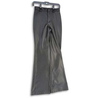 Zara Womens Black Flat Front Welt Pocket Leather … - image 1