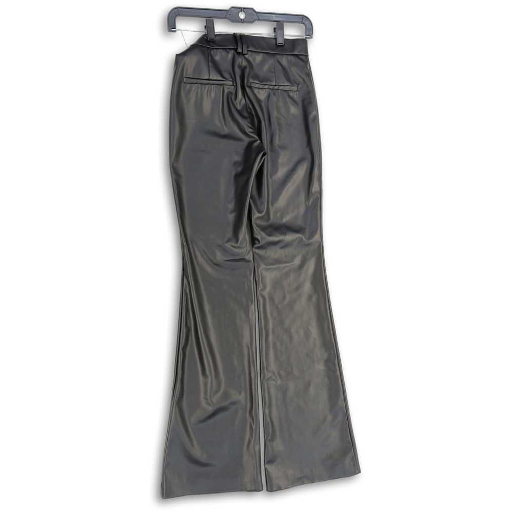 Zara Womens Black Flat Front Welt Pocket Leather … - image 2