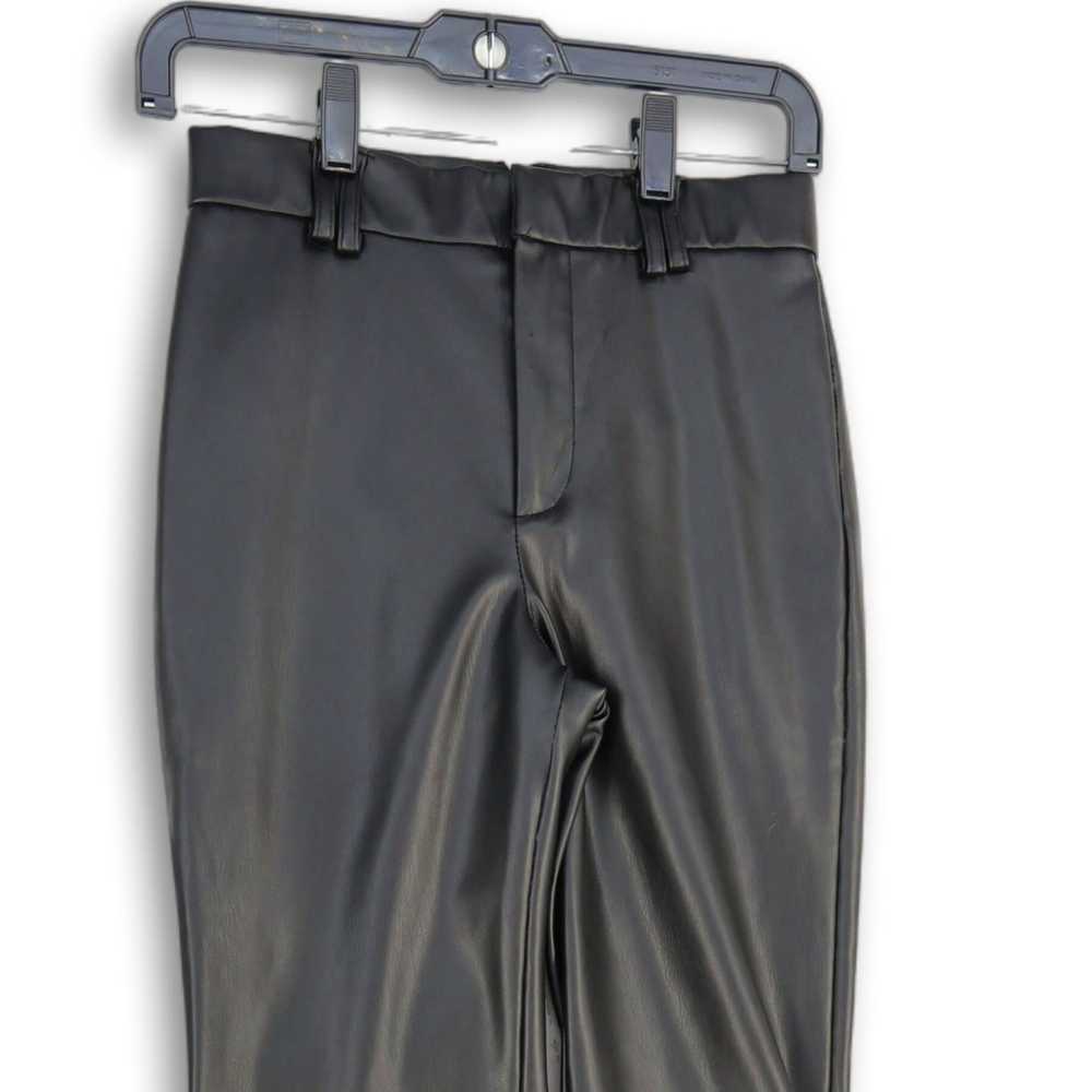 Zara Womens Black Flat Front Welt Pocket Leather … - image 3
