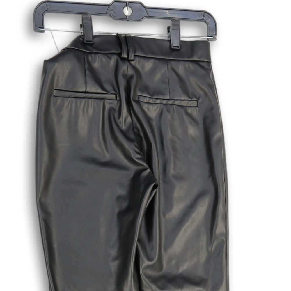 Zara Womens Black Flat Front Welt Pocket Leather … - image 4