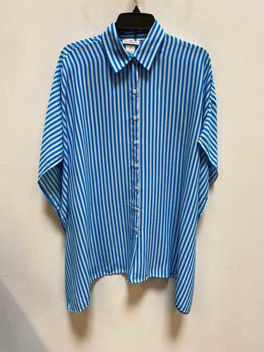 Tommy Bahama Women Blue Striped Collared Poncho S… - image 1