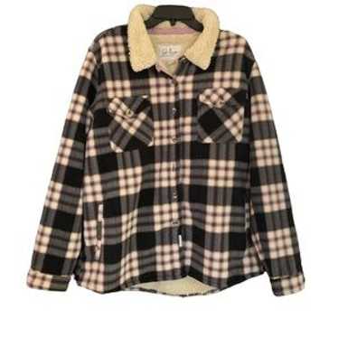 Soho Threads Plaid Sherpa Lined Button Down Jacket - image 1