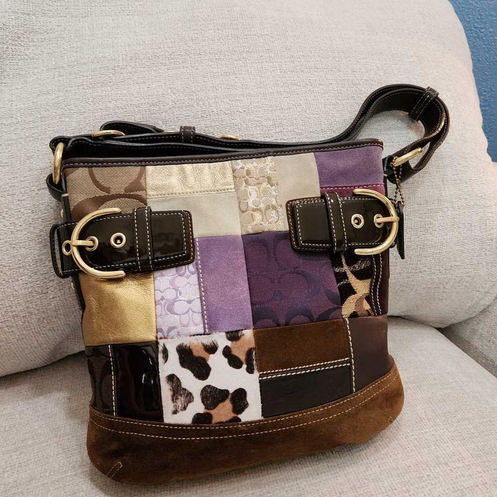 Nwot Coach Eva Holiday Patchwork Shoulder Bag - image 1