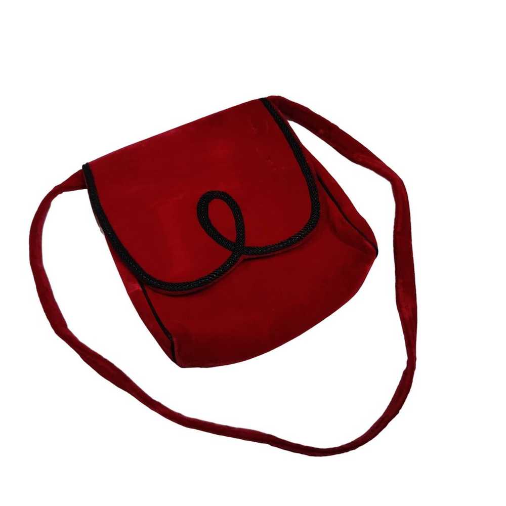 Vintage Red Velvet Mini Purse Shoulder Bag Christ… - image 1