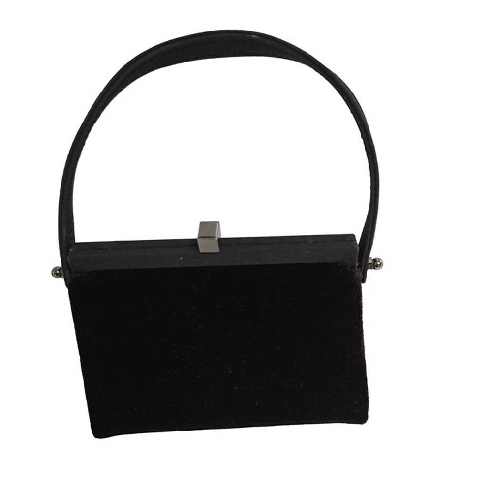 Carlo Fellini Vintage Black Velvet Top Handle Bag… - image 1