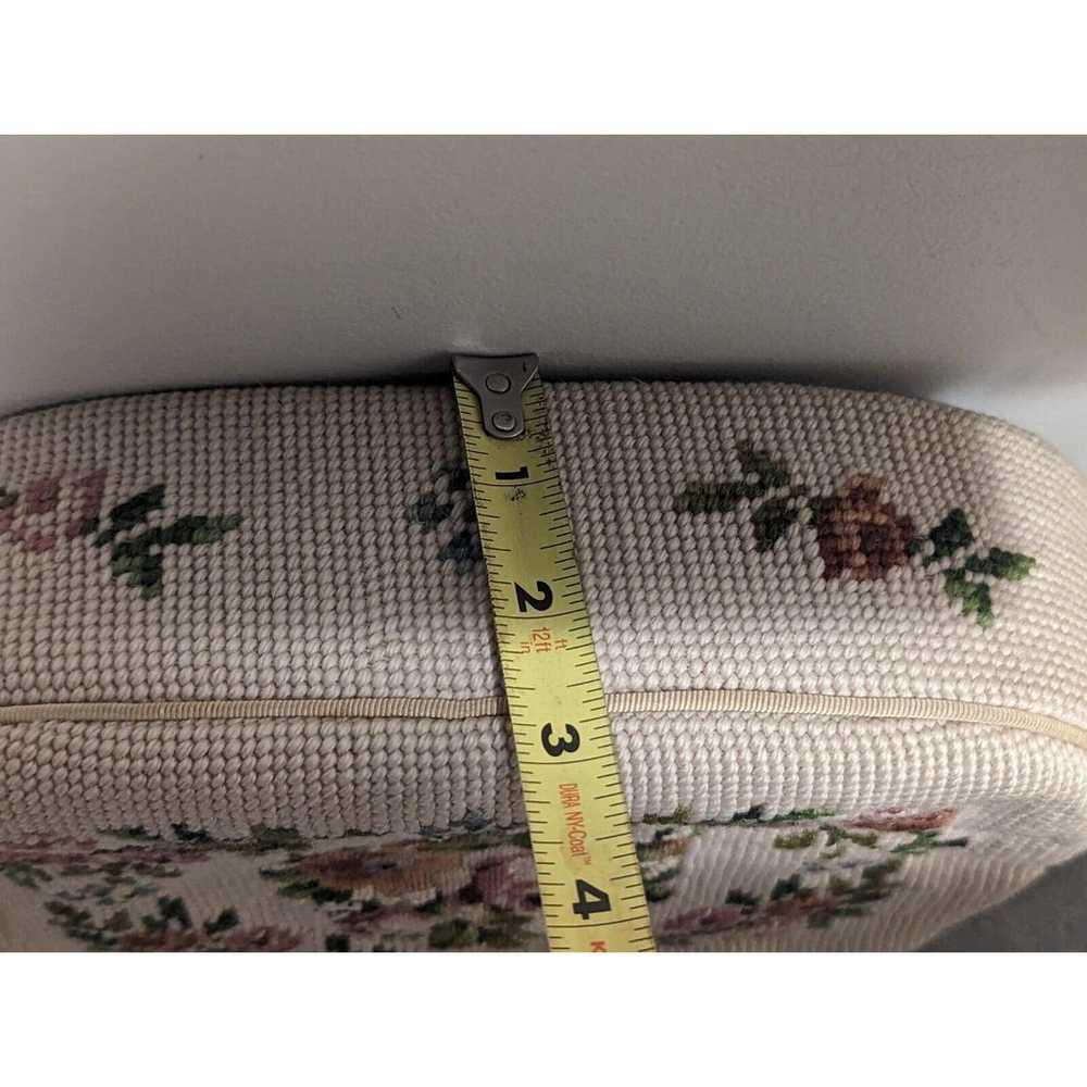 Vintage Needlepoint Tapestry 1950's Cream Floral … - image 11