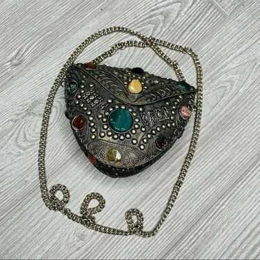 rare Vintage Sajai Metal precious Gemstone Crossb… - image 1