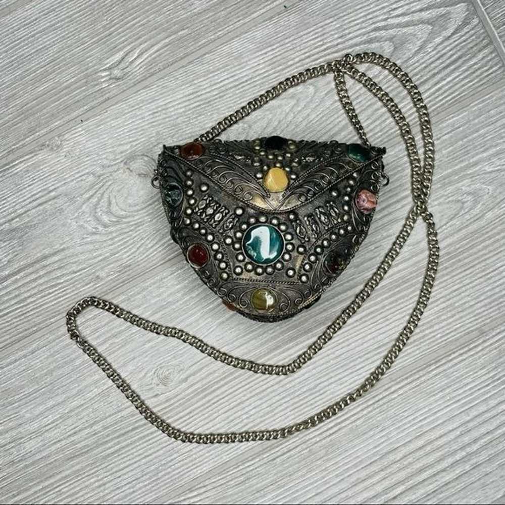 rare Vintage Sajai Metal precious Gemstone Crossb… - image 2