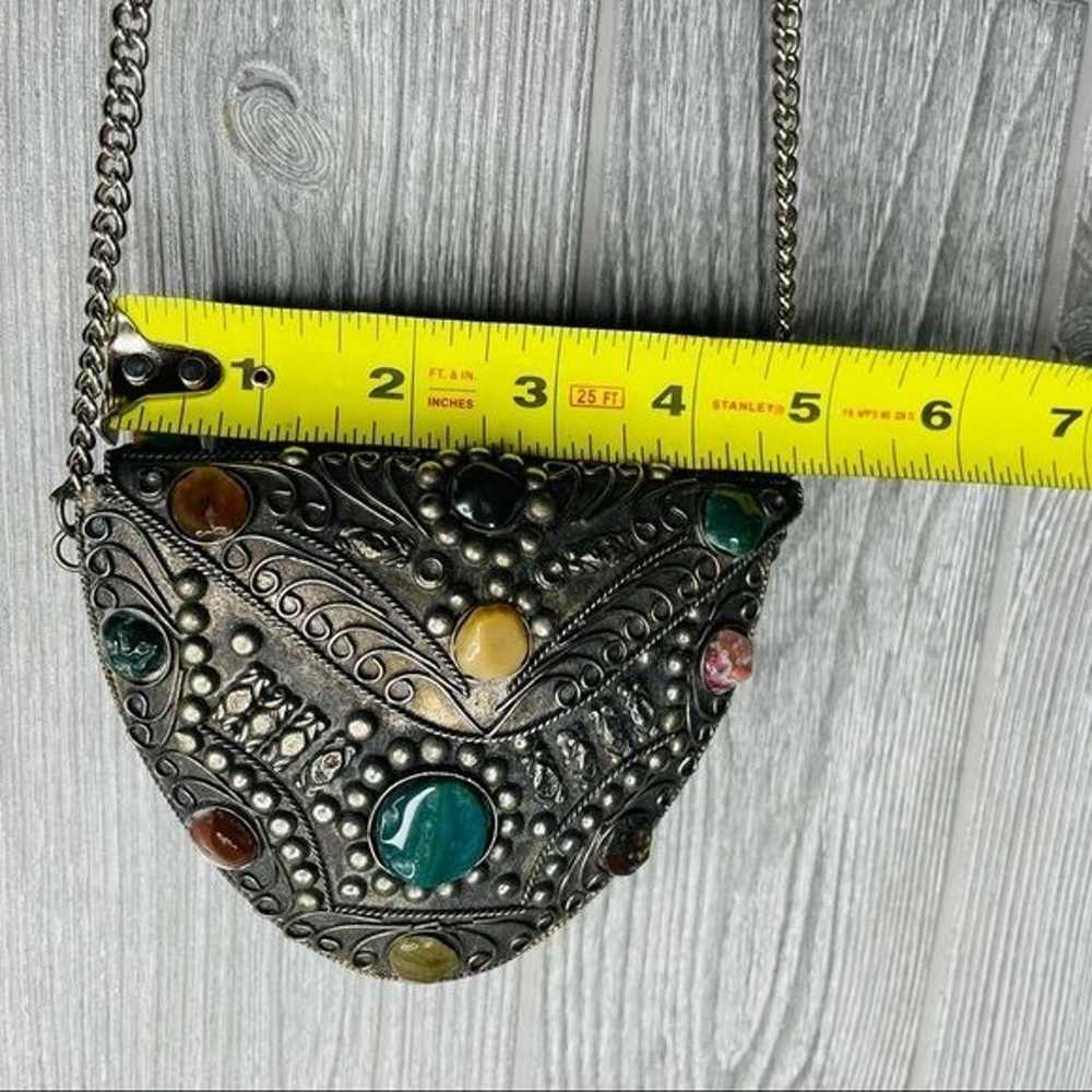 rare Vintage Sajai Metal precious Gemstone Crossb… - image 8