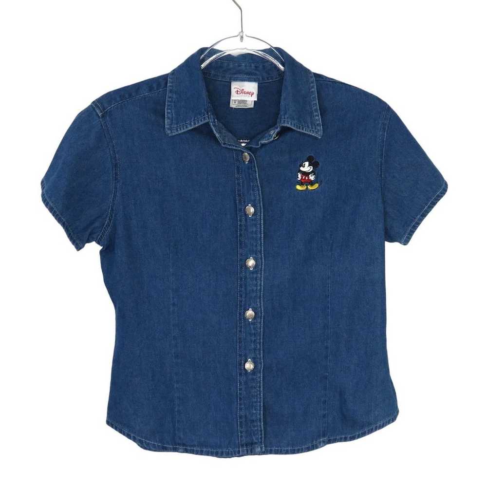 1990s Vintage Disney Mickey Mouse Denim Shirt But… - image 3