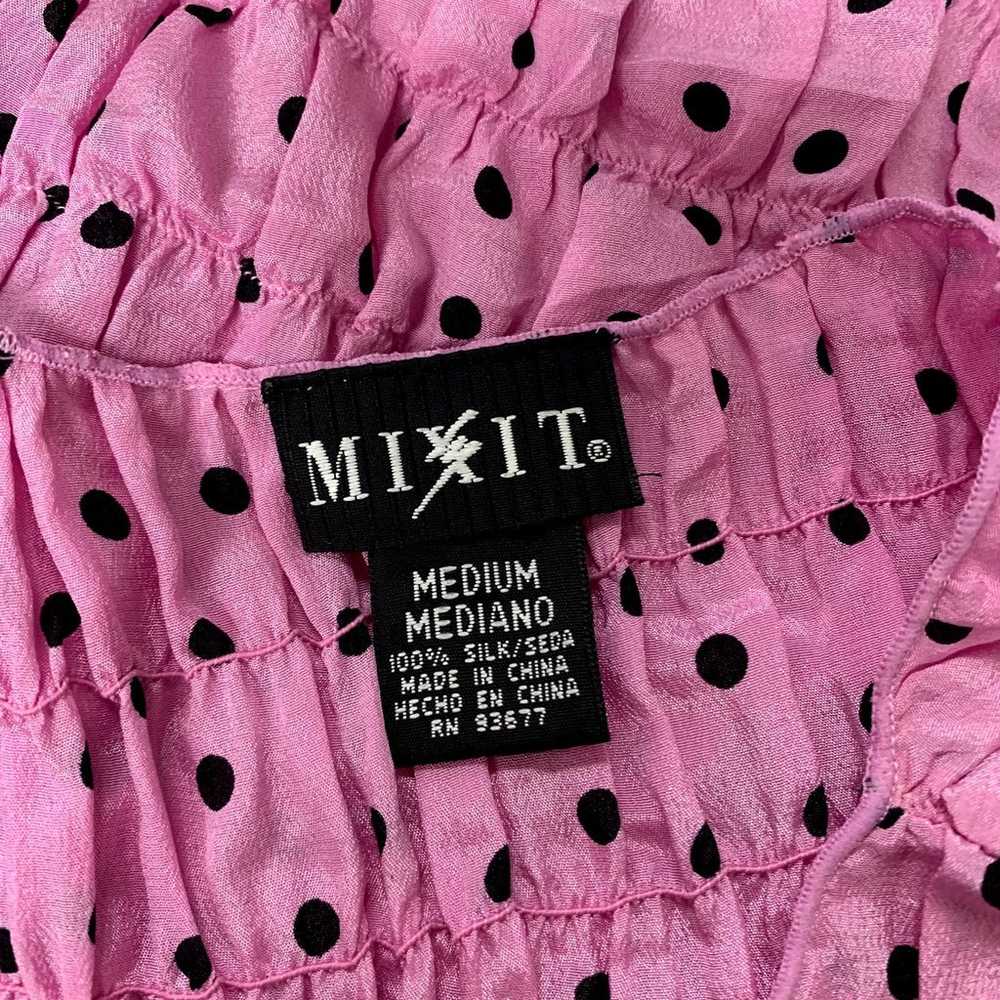 Vintage Mixit Womens Size M Pink Polka Dot Top - image 2