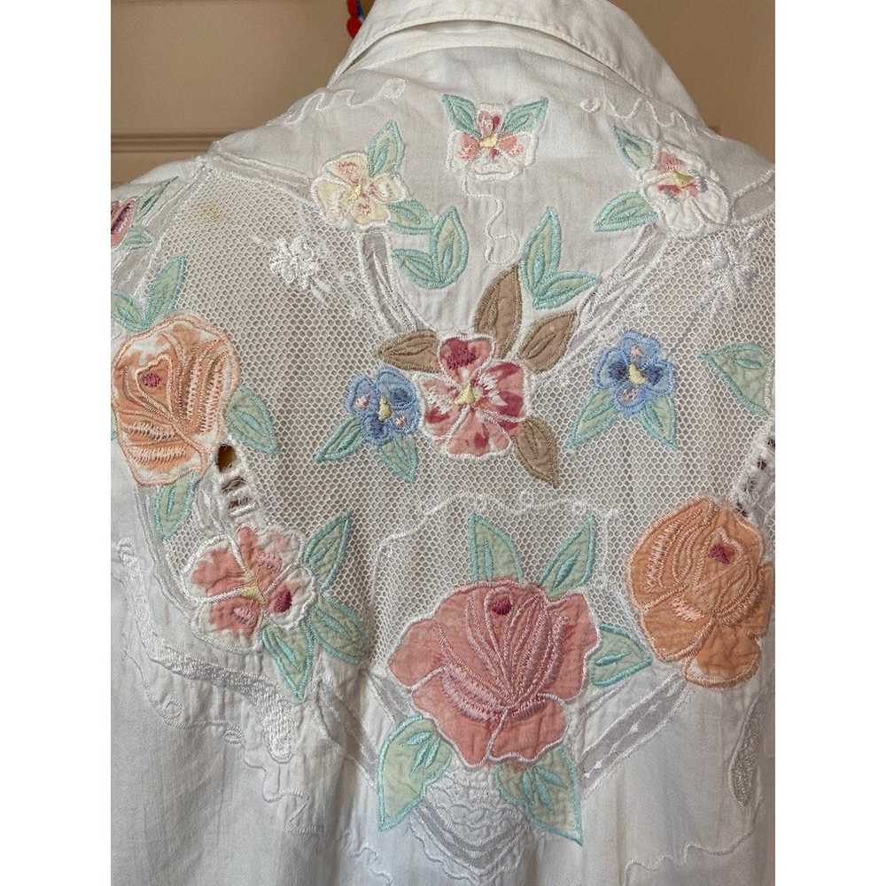 Vintage Together 90s 100% Cotton Floral Embroider… - image 6