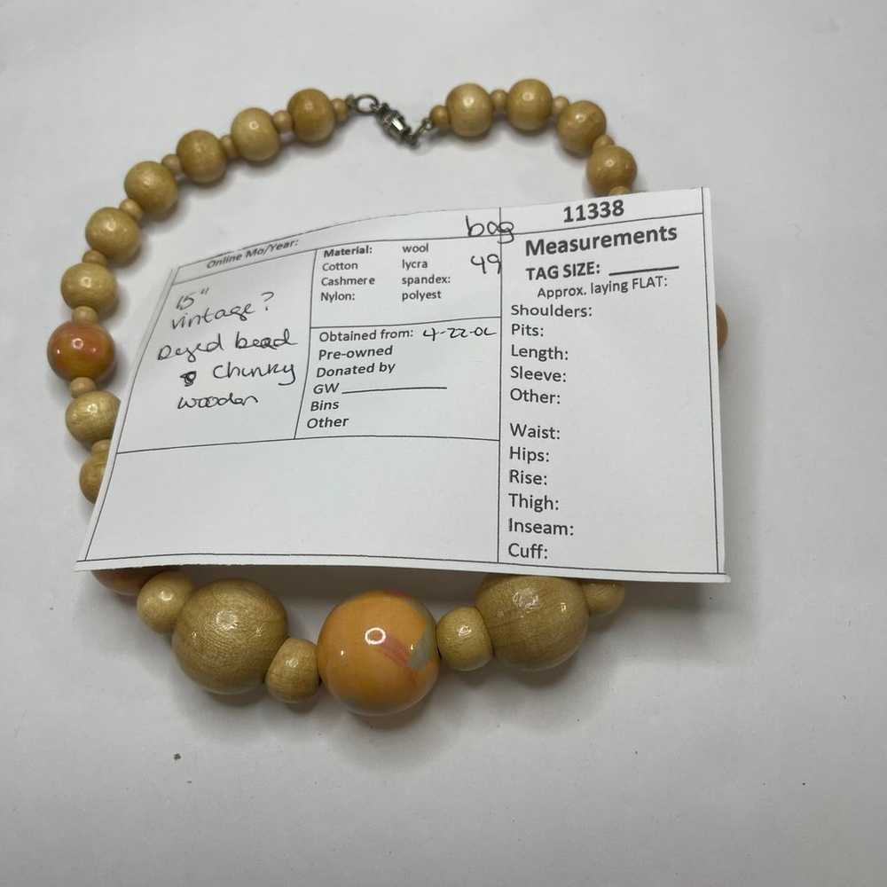 Natural Neutral chunky wooden beaded necklace cos… - image 11