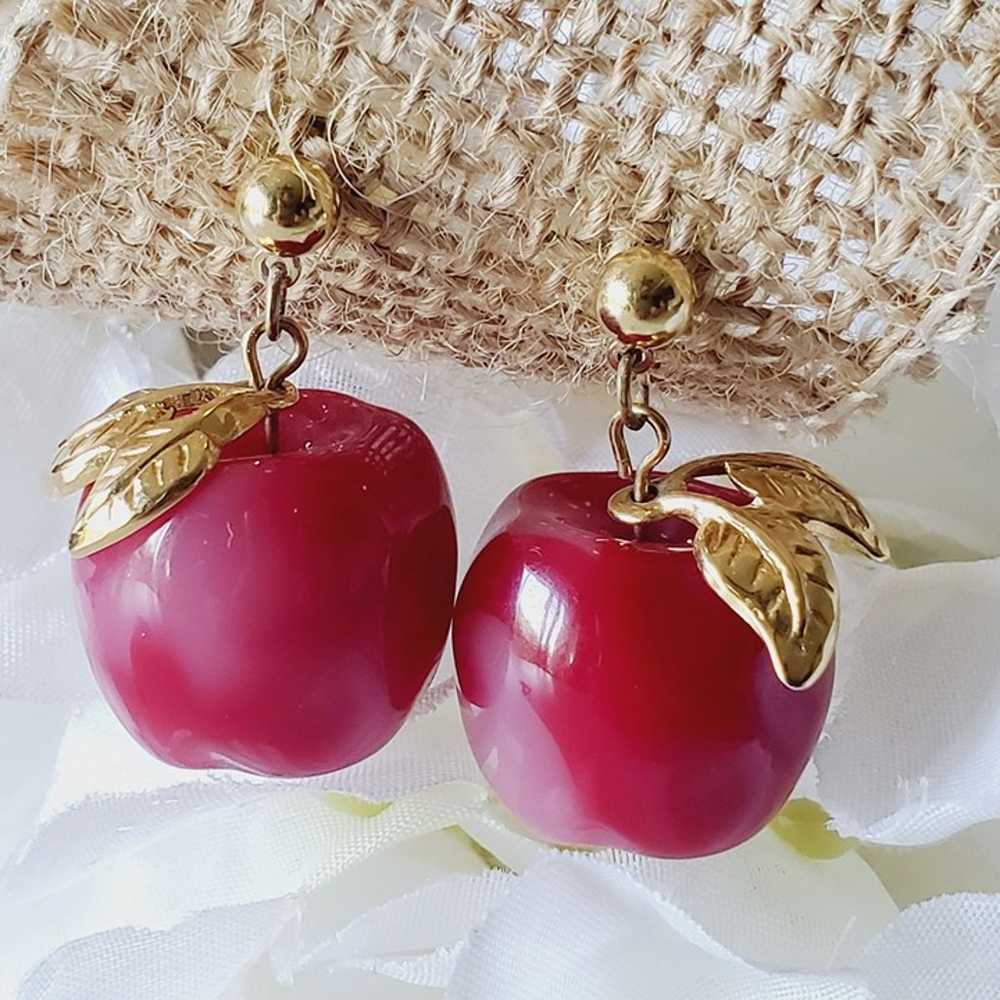 Vintage 1990s AVON Candy Apple Earrings GUC - image 4