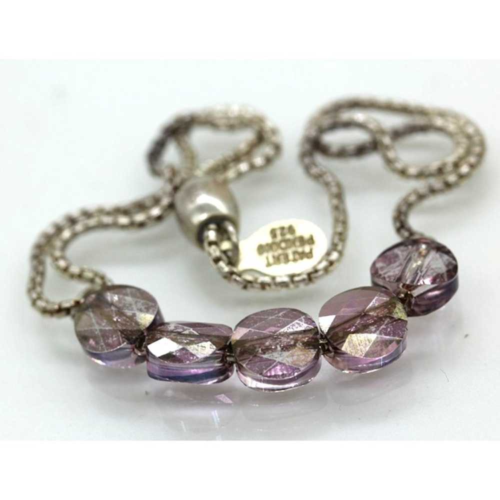 925 STERLING Alex and Ani purple zircon bead BRAC… - image 1