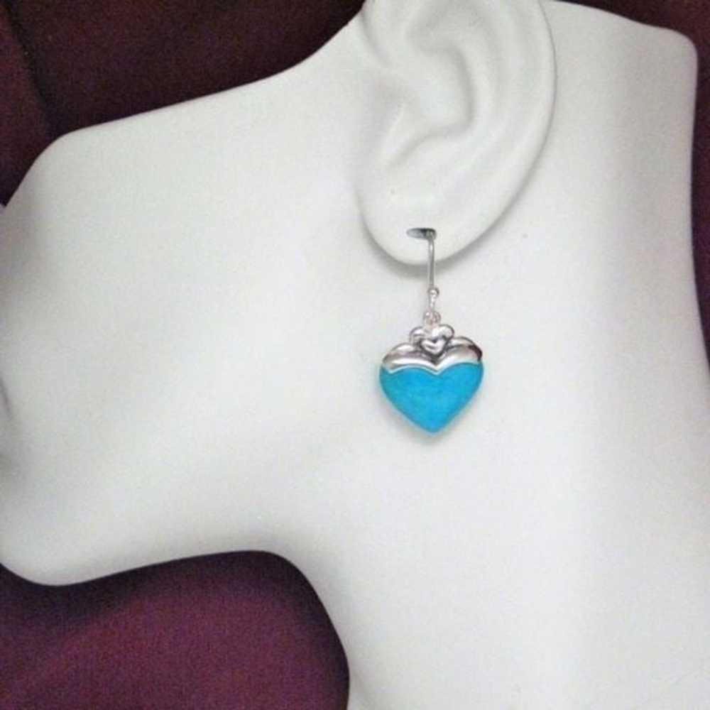 Vintage Thai Sterling Silver Turquoise Hearts Dan… - image 7