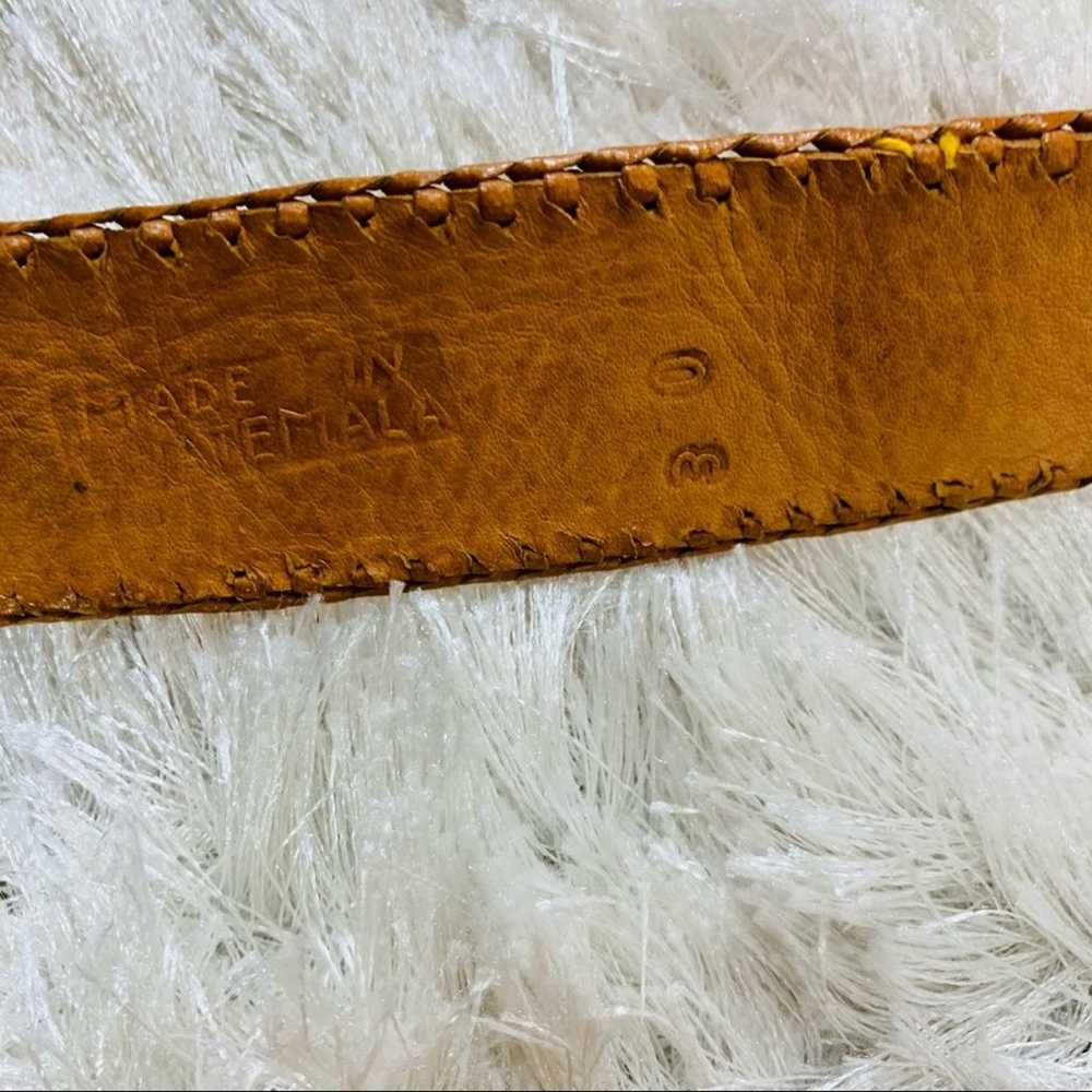 Vintage Leather Bright Woven Camel Belt Sz 30 - image 10