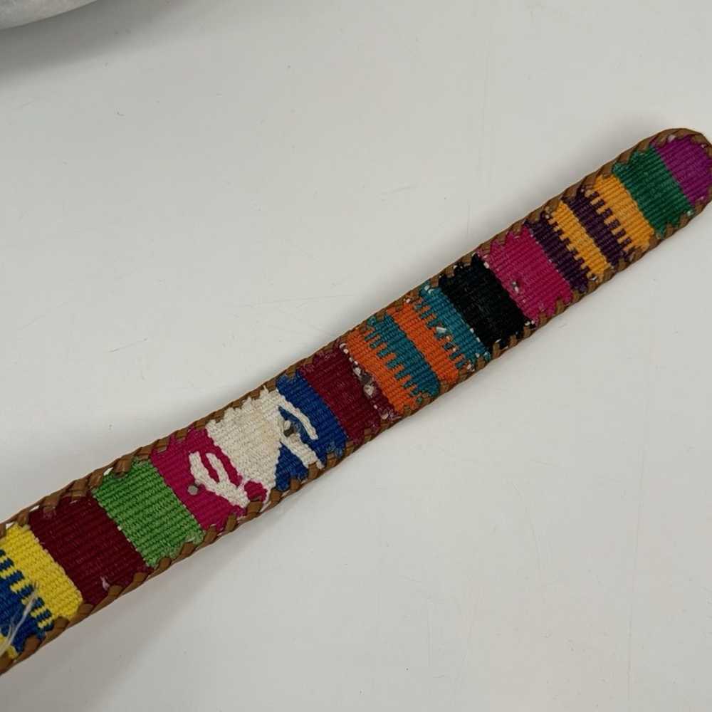 Vintage 1970s Guatemalan tapestry leather Belt - image 5
