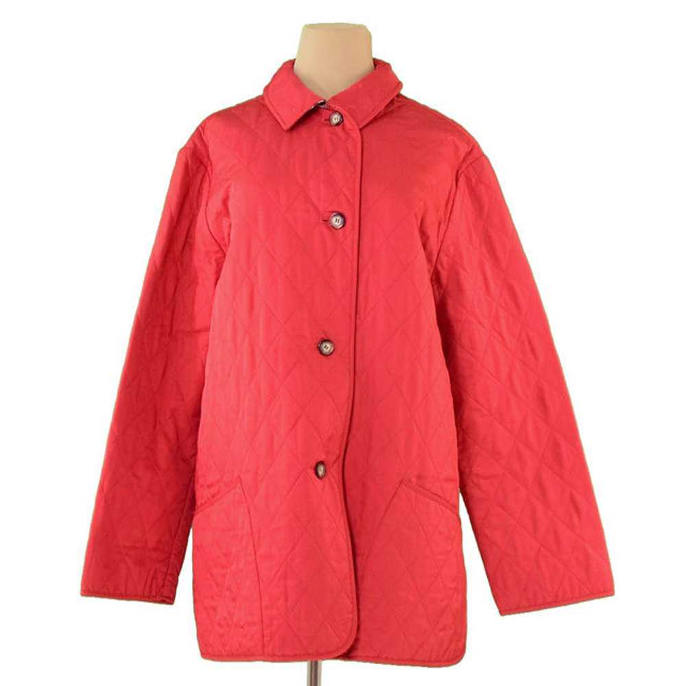 Burberry Coat Single Button Quilted Red 100% Poly… - image 1