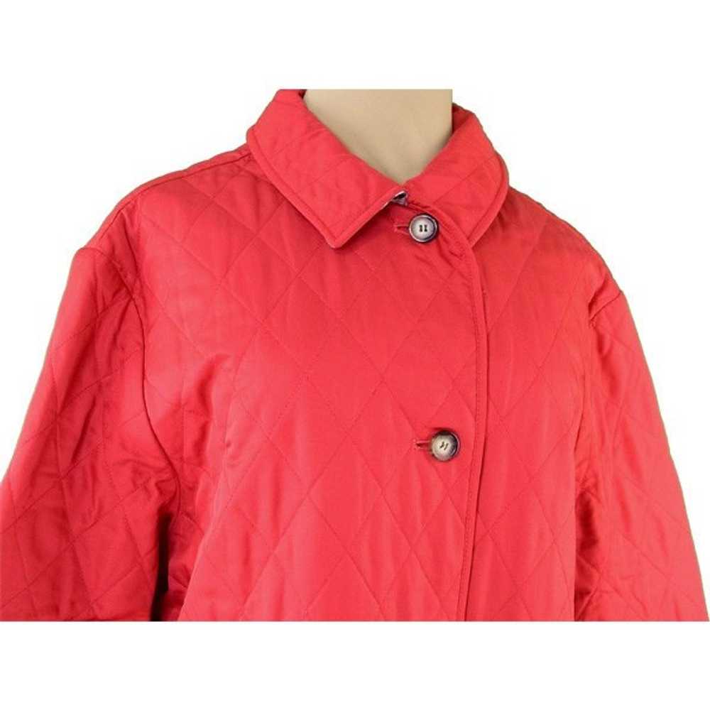 Burberry Coat Single Button Quilted Red 100% Poly… - image 3
