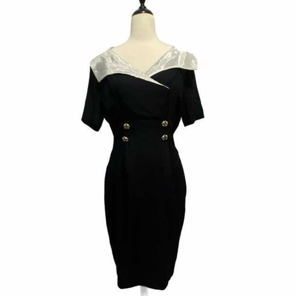 Atina 80s VTG Dress Black White Size 10 - image 1