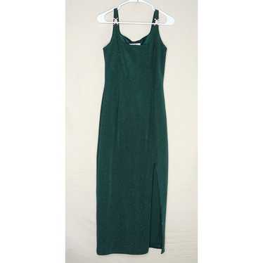 Vintage 80s Scott McClintock Maxi Dress Green Spa… - image 1